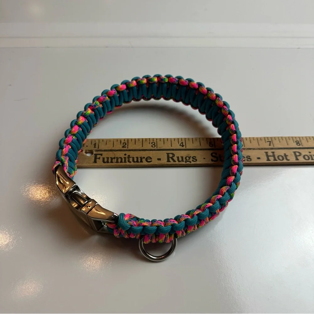 Colorful Paracord Dog Collar Heavy Duty Metal Buckle D-Ring